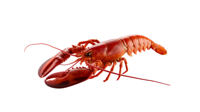 lobster with claws and tail intact, presented on a clean white background.