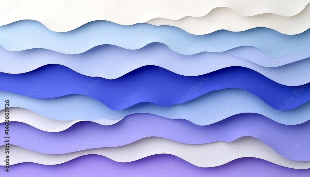 Canvas Prints abstract background, fluid paper in blue tones forming dynamic waves on gradient, modern design