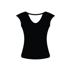 undershirt vector silhouette icon, black and white illustration of clothing.