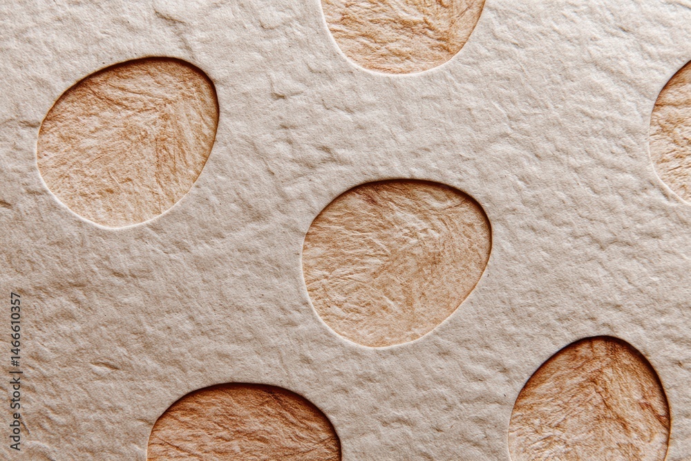 Poster Pressed Egg Outlines on a Soft Textured Recycled Paper Surface in a Creative Display of Artful Design Generative AI