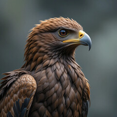 Obraz premium A majestic brown eagle perched on a rock.