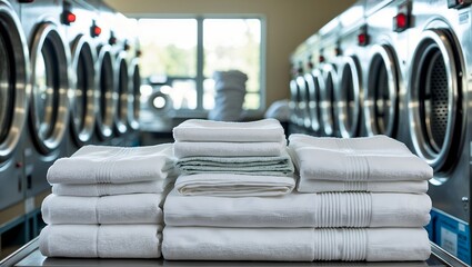Pro laundry service with clean folded linens