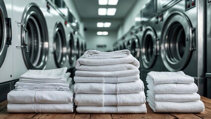 Professional laundry service with neatly folded linens