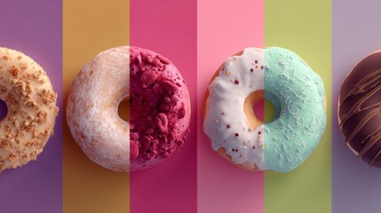Vibrant Donuts in Pastel Colors