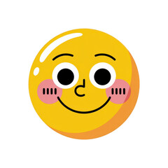 Fototapeta premium A cheerful yellow emoji with rosy cheeks and a gentle smile on a black background illustration
