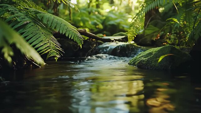 Tranquil forest stream scene