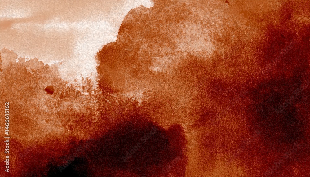 Poster textured burnt sienna watercolor cloudscape on canvas background for abstract web design, branding, 