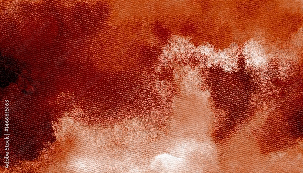 Poster textured burnt sienna watercolor cloudscape on canvas background for abstract web design, branding, 