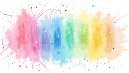 Fototapeta premium Vibrant Rainbow Watercolor Splash with Dynamic Movement Against White Background with Copy Space