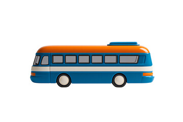 Isolated Toy Bus with Orange Roof