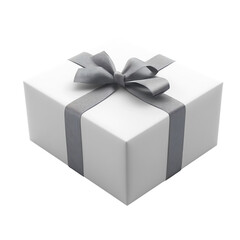 Fototapeta premium Elegant White Gift Box with Black Ribbon Isolated on White