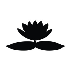 Black and white illustration of water lily , flower silhouette vector designs.