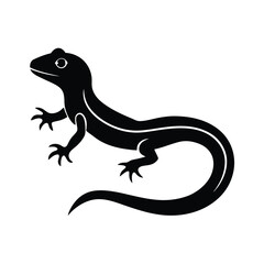Naklejka premium Sitting Newt Sleek Vector Silhouette