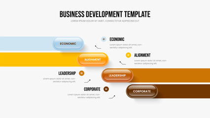 Project Briefing Presentation Layout Vector Illustration. Corporate Showcase 4 Element Infographic Frame Design. Modern Plan Four Option Diagram Slide Template.