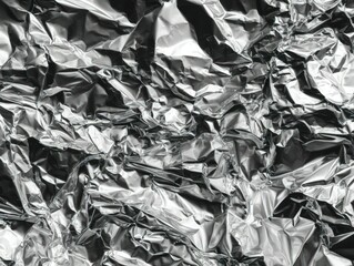 Close up texture of crumpled aluminum foil for various applications