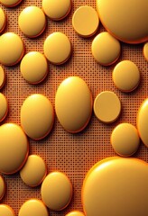 Abstract artwork featuring repeating oval shapes with small perforations creating a textured surface, simple, pattern