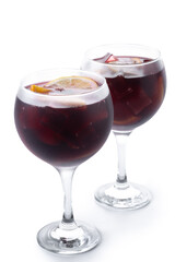 Refreshing Summer Citrus Fruit Sangria in crystal isolated on white background
