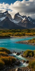 Fototapeta premium mountain landscape with lake and mountains