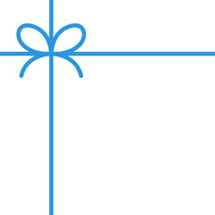 Elegant blue ribbon with decorative bow, isolated on white background. vector illustration.