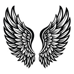 Angel wings vector illustration clip art design element, Wings icons silhouette vector