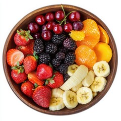 Obraz premium Fruit bowl with mixed fruits on a white background