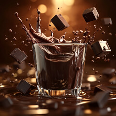 A white glass holds a refreshing drink of milk, alongside another glass with brown chocolate milk, and a cold glass of cola with ice