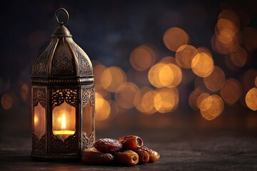 Lantern with Dates and Bokeh Background