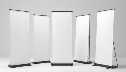 Display setup for trade show event modern exhibition hall banner stands indoor wide angle marketing strategy