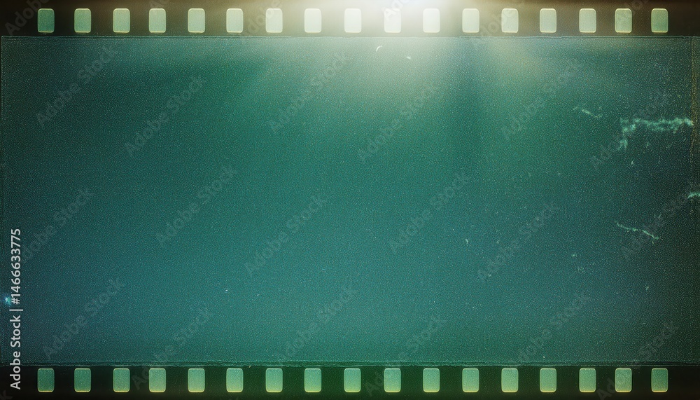 Aufkleber vintage teal filmstrip texture with grain and light leak for retro web design or nostalgic print bac