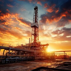 Obraz premium industry, crude oil extraction. Production of fuel from natural resources. Oil crisis. Vertical photo.