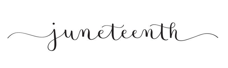 JUNETEENTH black calligraphy banner on transparent background