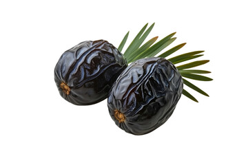Black palm fruit for sale or dates isolated on white background