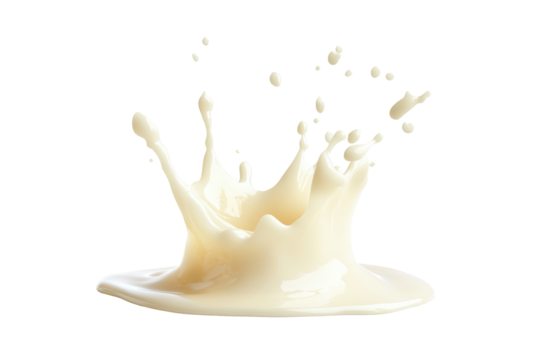 Creamy explosion Milk erupts like a crown against a dark void