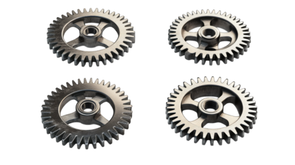 Isolated Sprockets Metallic Gear Wheels Industrial Machinery Transparent Background