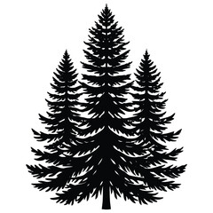 Obraz premium Detailed Fir Tree Silhouette Evergreen Tree Illustration for Nature and Outdoor Themes