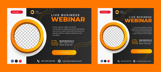 Live webinar online business conference web banner and social media cover template design