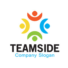 four people team logo colorful human silhouette characters vector design symbol