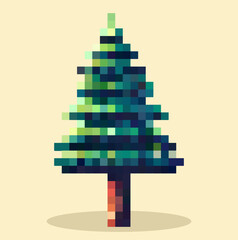 tree pixel art character, vector.