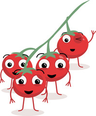 Cartoon Tomatoes with Faces Illustration