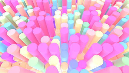 3D render abstract rainbow tubes.
