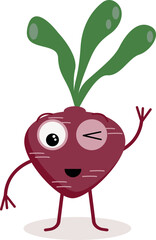 Cartoon Illustration of a Winking Beet
