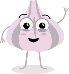 Cartoon Illustration of a Happy Garlic Character