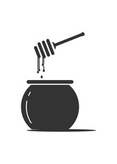 Honey jar with dipper icon stock illustration