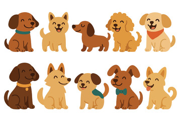 Fototapeta premium Cute Cartoon Dog Collection for Kids and Pet Art Projects