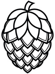 Bold Line Drawing of a Hop Flower for Brewery, Logo, or Packaging Concepts