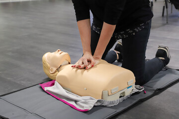 Naklejka premium first aid course - company safety - cardiac massage - Basic Life Support
