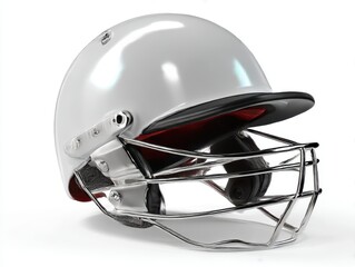Fototapeta premium Cricket helmet close up view isolated on white background