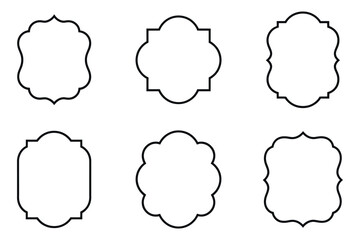Obraz premium Six Elegant Ornamental Frames Black Outline Shapes for Design Projects