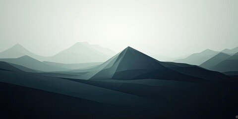 Fototapeta premium Geometric Mountains Low Poly Landscape Dark Peaks and Fog.