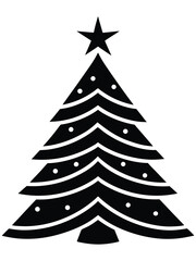 Black and White Line Art Holiday Christmas Tree